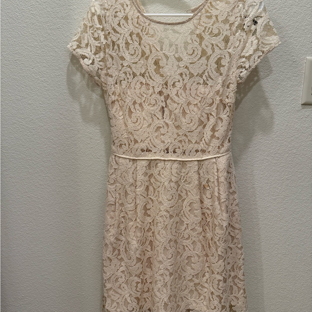 J. Crew Cream Lace Mini Dress